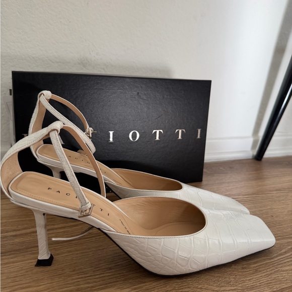 Cesare Paciotti White Croc-Embossed Kitten Heels - Picture 4 of 4